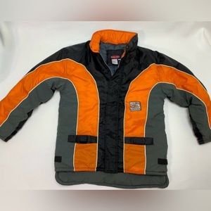 RARE! VINTAGE! BUGLE BOY YOUTH XL 18-20 Zip Up Coat Jacket Black / Orange.